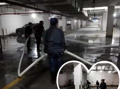 組織員工清洗地下停車(chē)場(chǎng)